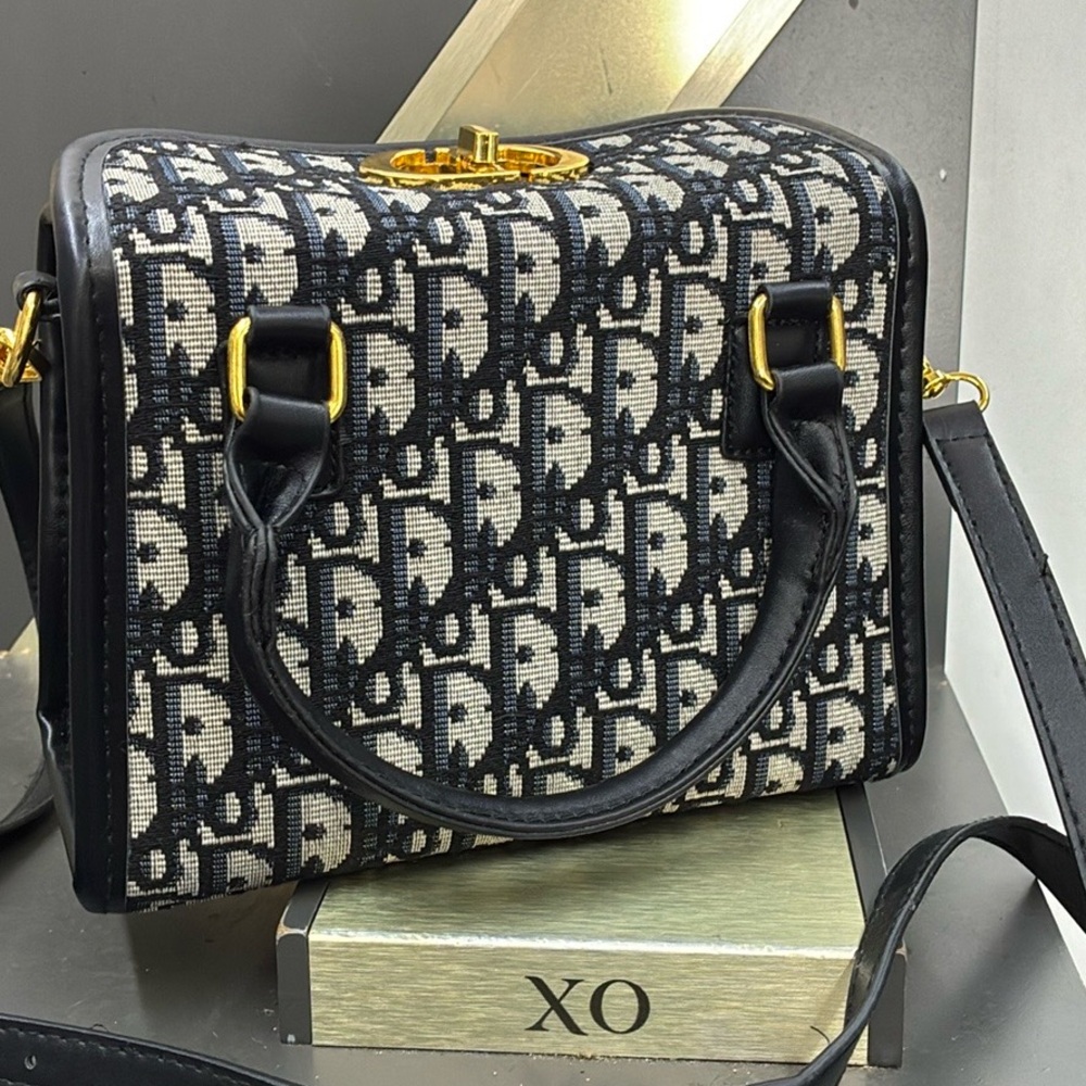 Logo Canvas Satchel with Gold Hardware - Picture 4 of 4